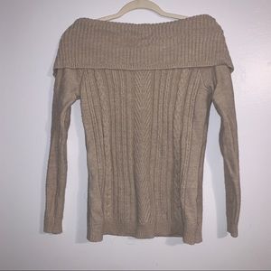 Soho New York & Company Tan Off the Shoulder Sweater - S